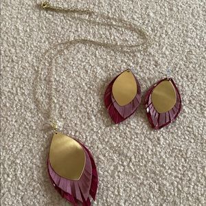 Noonday Feather Fringe Necklace and Earrings set